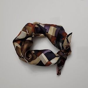 Kenneth Cole Small Square Neck Scarf 100% Silk, Bag Purse Print